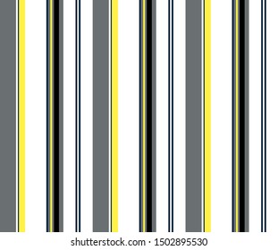 Stripe pattern with Yellow, Grey, Blue, Black and White colors vertical parallel stripes.Vector abstract background.