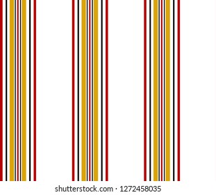 Stripe pattern with yellow,red,black and white colors vertical parallel stripes.vector background.