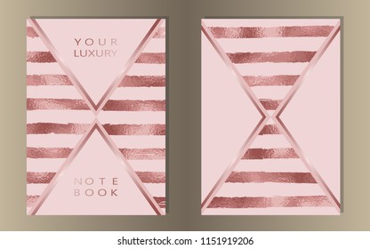 Stripe Pink Gold Foil Cover Set