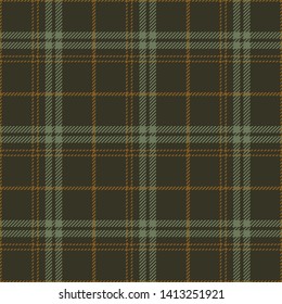 Stripe plaid pattern seamless vector background in dark green and brown. Tartan check plaid for modern fashion textile design. Hounds tooth texture.
