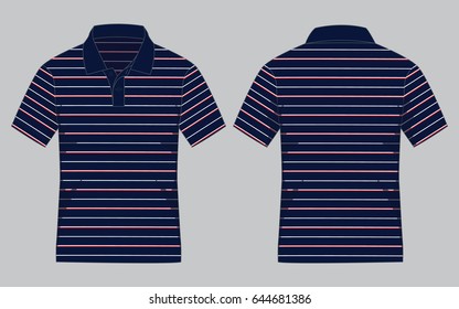Stripe Polo Shirt Design Vector with Three Colors.Front And Back Views.