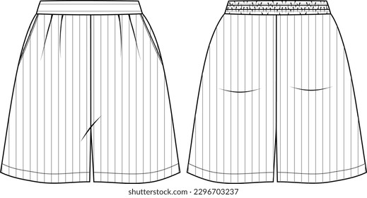 stripe print short pants sketch