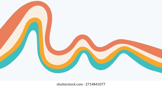 Streifen Regenbogen, grooviger Wellenhintergrund in warmer Retro-Palette