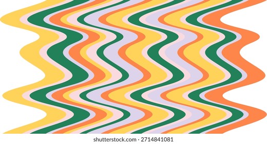 Fondo de onda de zigzag groovy del arco iris de la raya con ambiente retro