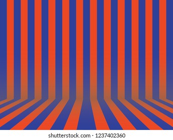 Stripe Room in Orange - dark Blue themed background illustration in vector.