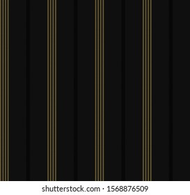 Stripe and rope seamless pattern with Black, Dark grey and Gold colors vertical parallel stripes.Vector abstract background.
