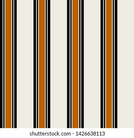 Stripe seamless pattern with Black, Beige and Orange colors vertical parallel stripes.Vector abstract background.