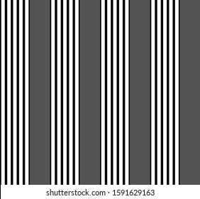 Stripe seamless pattern with Black, Gray and white colors vertical parallel stripes.Vector abstract background.