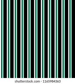 Stripe seamless pattern with black and green vertical parallel stripe.Vector abstract background.