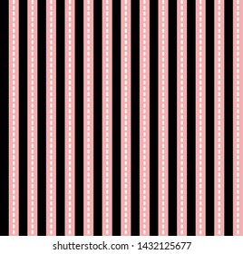 Stripe seamless pattern with black, pink and white colors vertical parallel stripes. Vector abstract background.