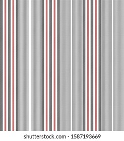 Stripe seamless pattern with Black, Red and white colors vertical parallel stripes.Vector abstract background.