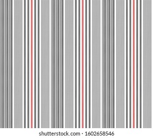 Stripe seamless pattern with Black, Red and white colors vertical parallel stripes.Vector abstract background.