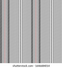 Stripe seamless pattern with Black, Red and White colors vertical parallel stripes.Vector abstract background.