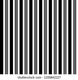 Stripe seamless pattern with black and white vertical parallel stripe.Vector abstract background.