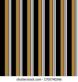 Stripe seamless pattern with ฺGolden, Black and white colors vertical parallel stripes.Vector abstract background.