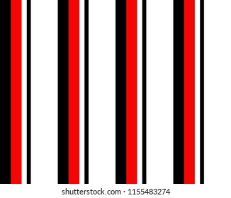Trazado sin fisuras con rayas paralelas verticales de color negro, rojo y blanco.Fondo abstracto vectorial.