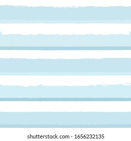 Stripe seamless pattern, blue baby watercolor striped background, childish pastel brush strokes. vector grunge stripes, marine paintbrush line backdrop
