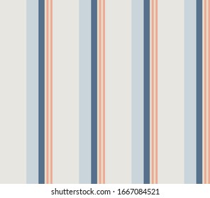 Stripe nahtloses Muster mit Blau, Korallenrosa, Beige und von Weiß vertikale parallele Streifen.Vektorillustration abstrakter Hintergrund.