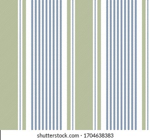 Stripe seamless pattern with ฺClassic blue, Green and white colors vertical parallel stripes.Vector abstract background.