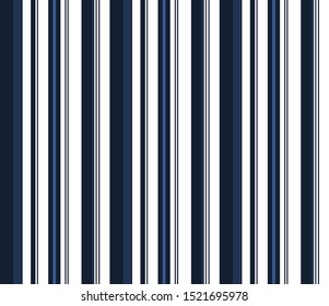 Stripe seamless pattern with Blue and White colors vertical parallel stripes.Vector abstract background.