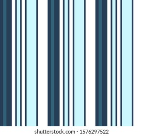 Stripe seamless pattern with  Blue and White colors vertical parallel stripes.Vector abstract background.
