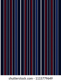 Stripe seamless pattern with blue,red and white vertical parallel stripe.Vector abstract background.