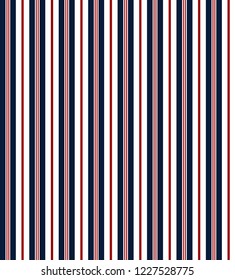 Stripe seamless pattern with blue,red and white vertical parallel stripe.Vector pattern stripe abstract background.