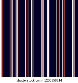 Stripe seamless pattern with blue,red and white vertical parallel stripes.Vector pattern stripe abstract background.