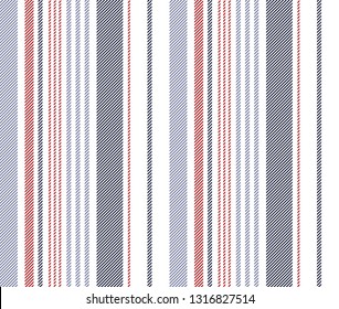 Stripe seamless pattern with blue,red and white colors vertical parallel stripes.Vector abstract background. 