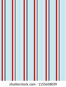 Stripe seamless pattern with blue,red,grey and white colors vertical parallel stripes.Vector abstract background.
