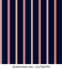 Stripe seamless pattern with blue,white and red vertical parallel stripe.Abstract background.