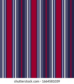 Stripe nahtloses Muster mit den Farben Classic Blue, Red, Dunkelblau und Weiß vertikale parallele Streifen.Vektorillustration abstrakter Hintergrund.