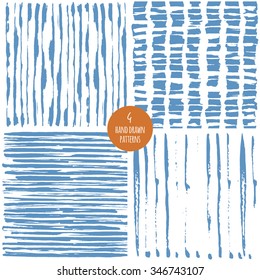 Stripe seamless pattern collection. Hand drawn trendy textures.