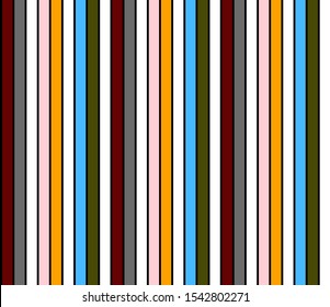 Stripe seamless pattern with Colorful colors vertical parallel stripes.Vector abstract background.