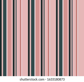 Stripe seamless pattern with Coral pink, Green and Grey colors vertical parallel stripes.Vector abstract background.