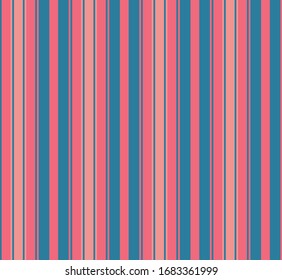 Trazado sin fisuras con rayas paralelas verticales de color rosa Coral y Azul. Fondo abstracto vectorial. 