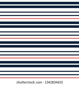 Stripe seamless pattern with cyan ,red and white horizontal parallel stripes. vector background. Colorful pastel background