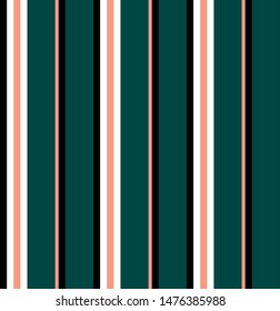 Stripe seamless pattern with Green, Black, White and Pink colors vertical parallel stripes.Vector abstract background.
