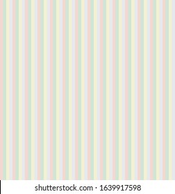Stripe seamless pattern with Green Blue, Yellow and Peach pastel colors vertical parallel stripes.Vector abstract background.