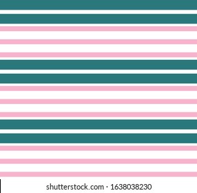 Stripe seamless pattern with Green, Pink and White colors vertical parallel stripes.Vector abstract background.
