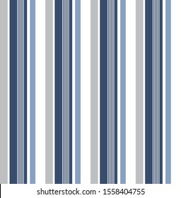 Stripe seamless pattern with Grey, Blue tone colors and White vertical parallel stripes.Vector abstract background.