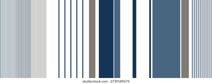 Stripe seamless pattern with Grey, Blue tone colors and White vertical parallel stripes.Vector abstract background.