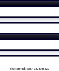 Stripe seamless pattern with navy blue and white colors horizontal parallel stripes.Vector background.