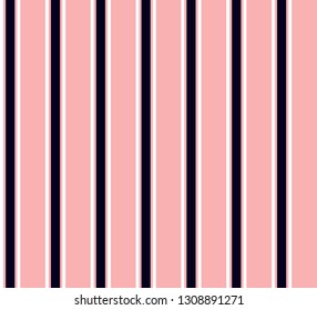 Stripe seamless pattern with Navy blue, Pink and white colors vertical parallel stripes.Vector background.