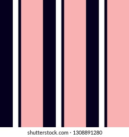 Stripe seamless pattern with Navy blue, Pink and white colors vertical parallel stripes.Vector background.