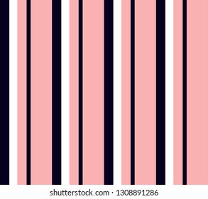 Stripe seamless pattern with Navy blue, Pink and white colors vertical parallel stripes.Vector background.