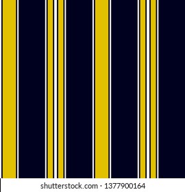 Stripe seamless pattern with Navy blue, White and Yellow colors vertical parallel stripes.Vector abstract background.
