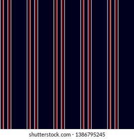 Stripe seamless pattern with Navy blue, White and Red colors vertical parallel stripes.Vector abstract background.