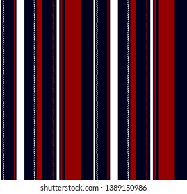 Stripe seamless pattern with Navy blue, White and Red colors vertical parallel stripes.Vector pattern stripe abstract background.
