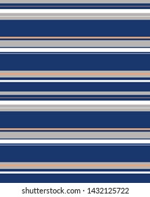 Stripe seamless pattern with Navy blue, orange, grey and white colors horizontal parallel stripes.Vector abstract background.